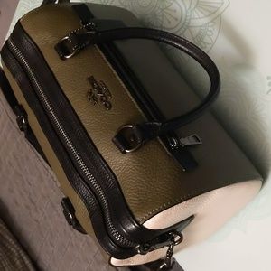 EUC Coach crossbody in color block green, white and black